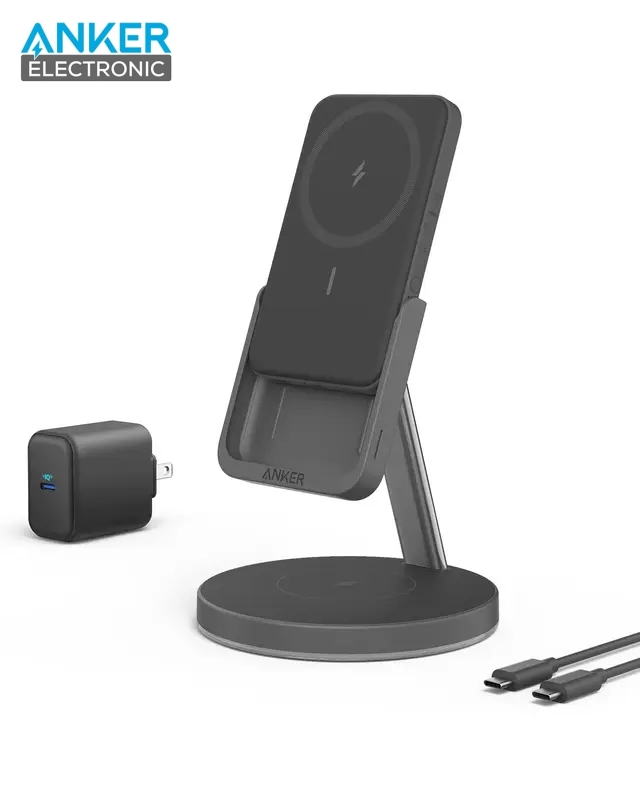 B25A7-1 استند و پاوربانک وایرلس 5 وات انکر Anker 633 Magnetic Wireless Charger MagGo B25A72 - Image 1