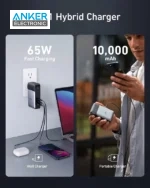 پاوربانک 2 در 1 انکر Anker 733 Power Bank GaNPrime PowerCore 65W A1651 + مبدل پریز (هدیه) - Image 2
