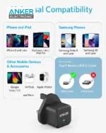 شارژر دیواری 20 وات انکر Anker PowerPort III 20W Cube A2149 + مبدل پریز (هدیه) - Image 3