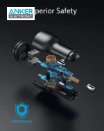 شارژر فندکی 36 وات انکر Anker 36W Metal Dual USB Car Charger A2729H11 - Image 3