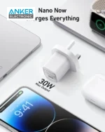 شارژر دیواری 30 وات انکر Anker 511 Charger Nano 3 30W A2147H21 + مبدل پریز (هدیه) - Image 2