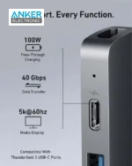هاب دیتا تاندربولت 7 پورت انکر Anker 547 Thunderbolt 3 USB-C Hub 7-in-2 for MacBook A8371 - Image 4