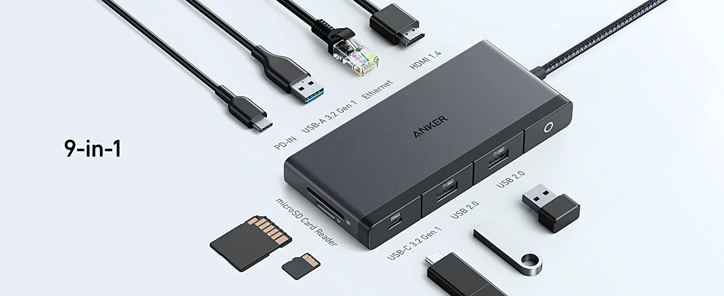 هاب دیتا 9 پورت انکر Anker 552 USB-C Hub 9-in-1 A8373 1 A8373