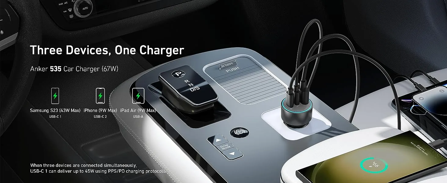 شارژر فندکی 67 وات انکر Anker 535 USB-C Car Charger 67W B2731 + کابل تایپ سی به تایپ سی 1 Anker 535 USB C Car Charger 67W B2731