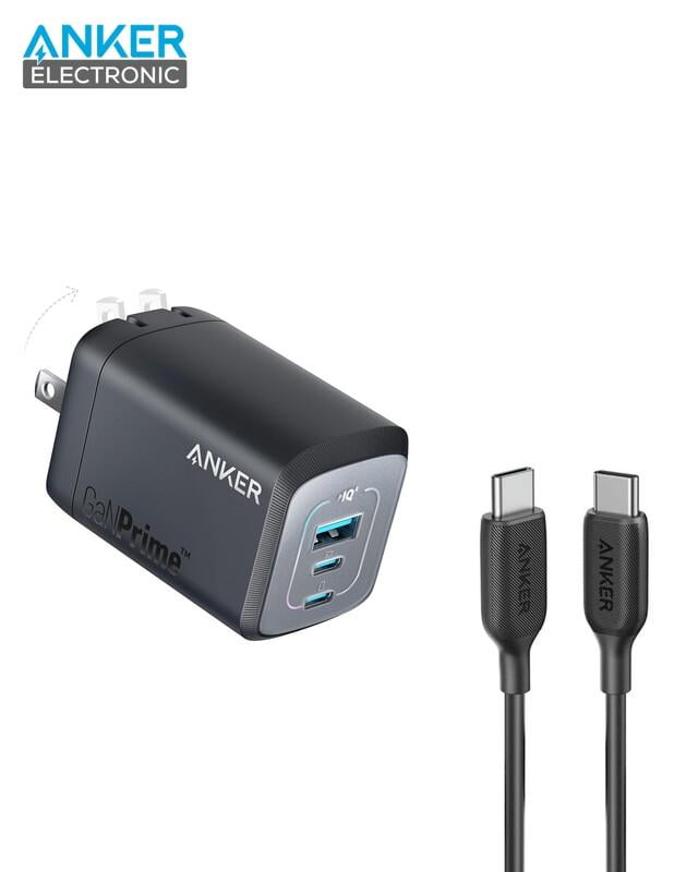 B2343 شارژر دیواری 100 وات انکر Anker Prime 100W GaN Wall Charger B2343 + کابل تایپ سی به تایپ سی - Image 1
