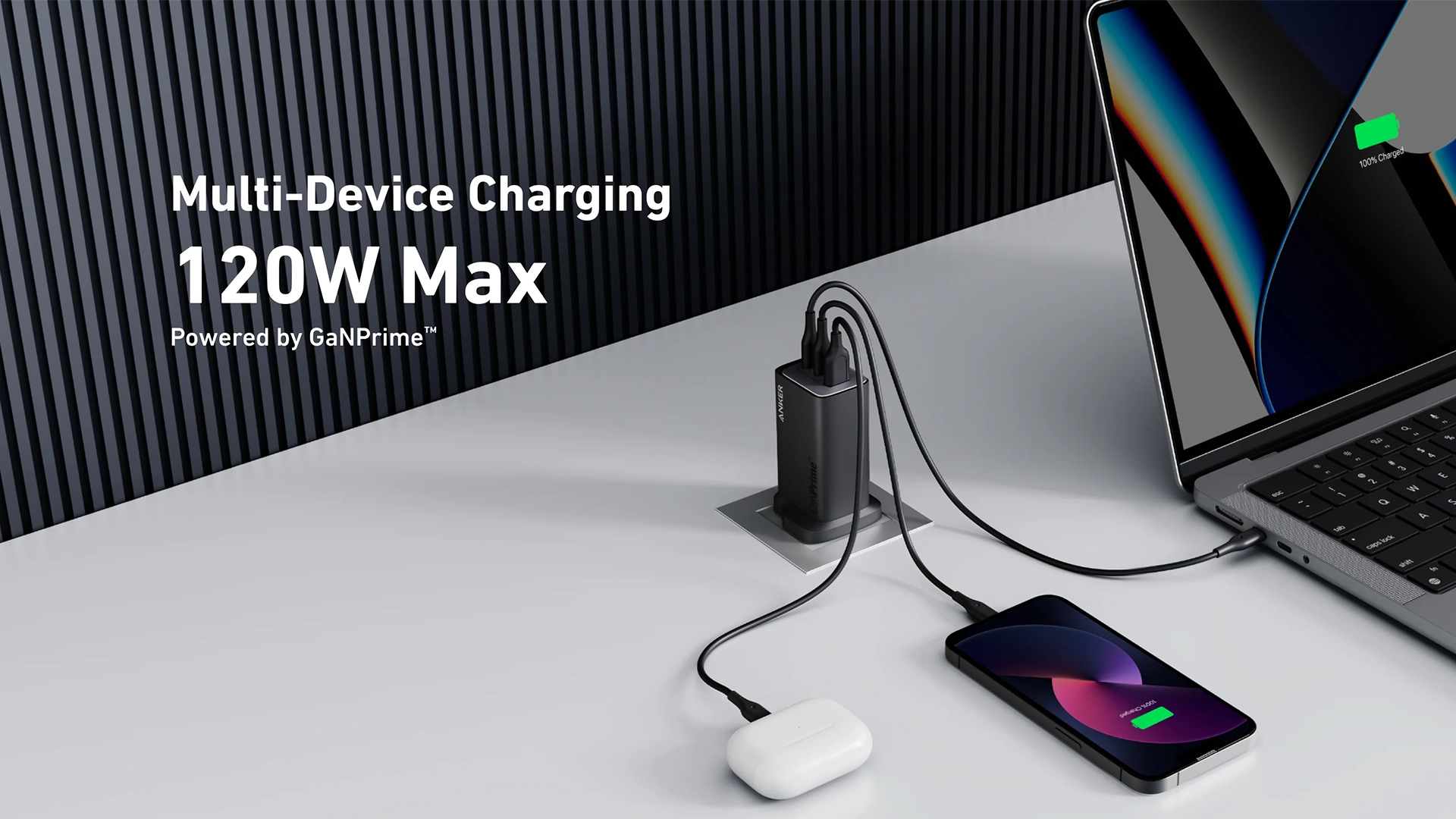 شارژر دیواری 120 وات انکر Anker 737 Charger GaNPrime 120W A2148 UK + مبدل پریز (هدیه) 1 A2148