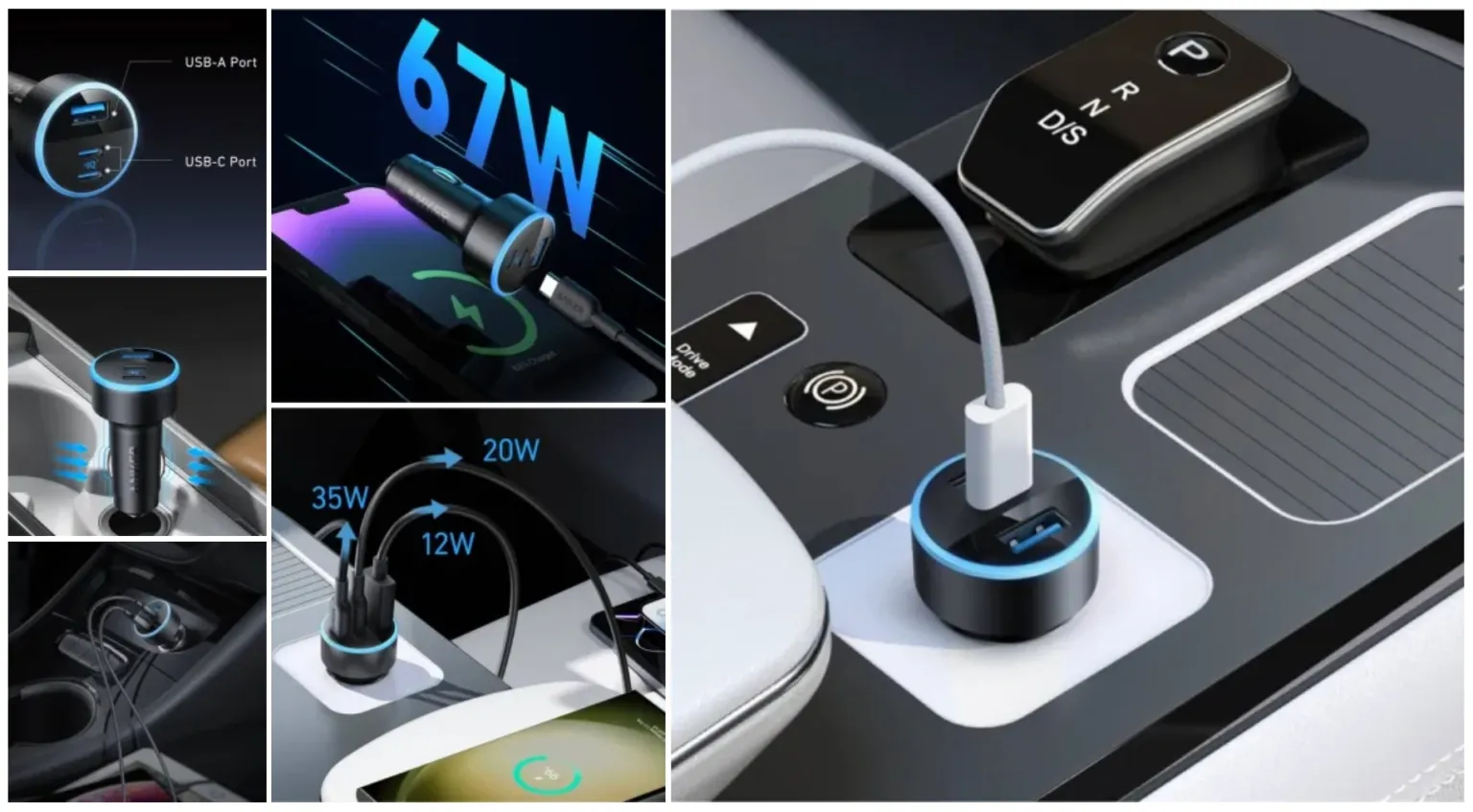 شارژر فندکی 67 وات انکر Anker 335 67W Car Charger A2736 1 A2736