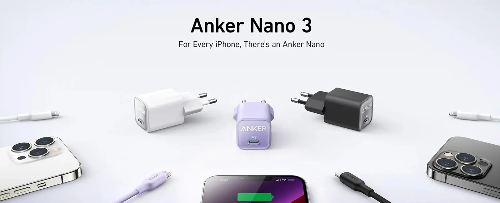 شارژر دیواری 30 وات انکر Anker 511 Charger Nano 3 30W A2147 US + مبدل پریز (هدیه) 1 Anker 511 Charger Nano 3 30W A2147