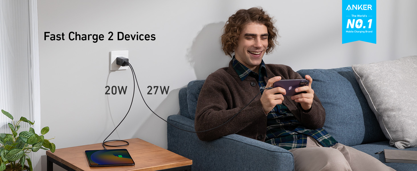 شارژر دیواری 47 وات انکر Anker Nano 3 47W GaN Compact Charger US A2039 پلاگ دو پین تاشو 1 Anker Nano 3 47W GaN Compact Charger A2039 1