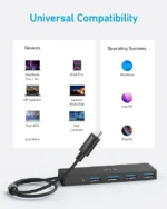 هاب دیتا 4 پورت USB 3.0 انکر  Anker 4-Port Ultra Slim USB 3.0 Data Hub A8309 - Image 5