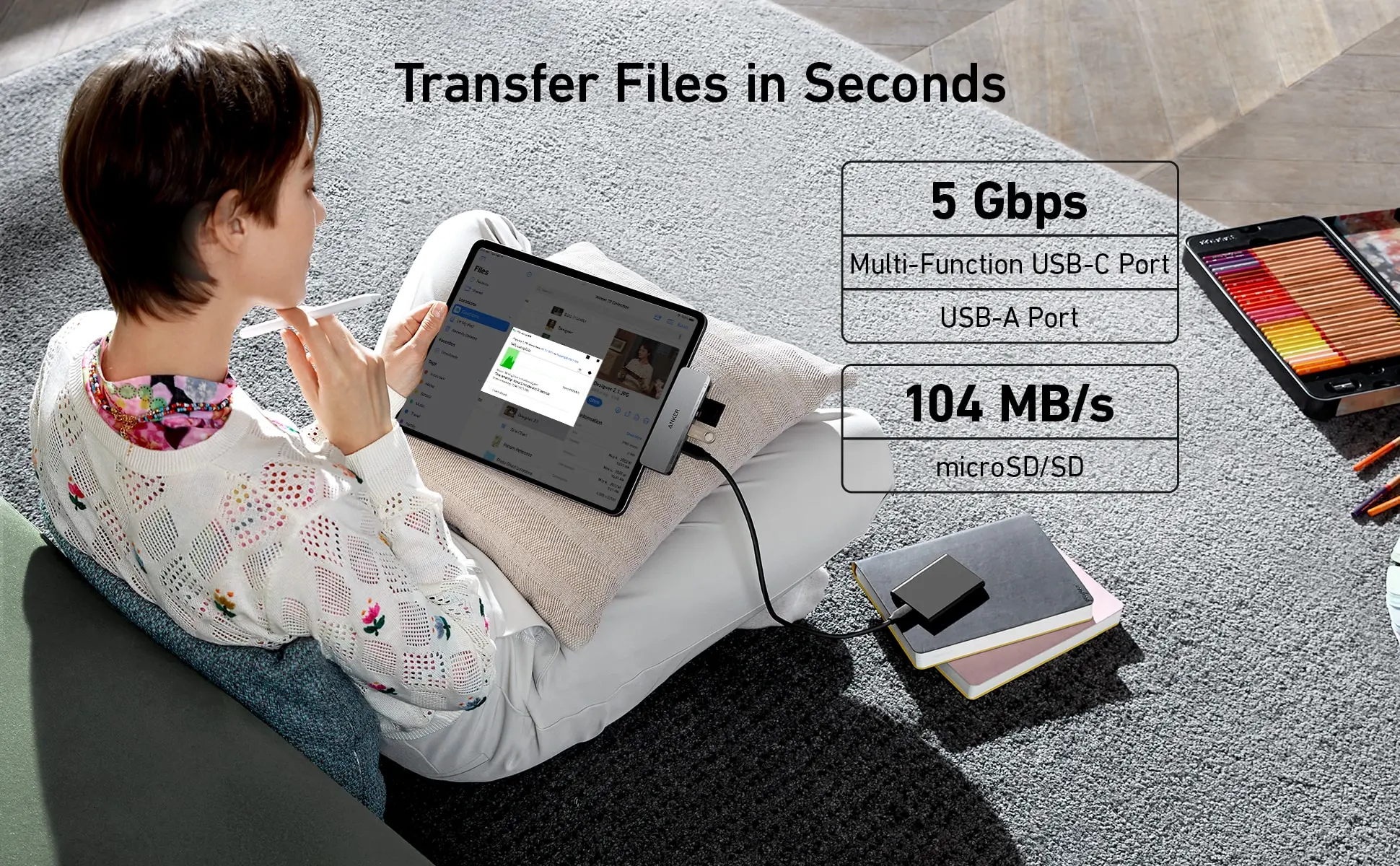 هاب دیتا 6 پورت انکر برای آیپد مدل Anker 541 USB-C Hub A8363 2 A8363 8