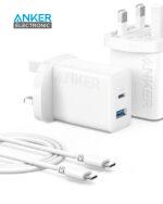 شارژر دیواری 20 وات انکر Anker 20W Dual Port Charger With USB-C Cable B2348K11 سه پین