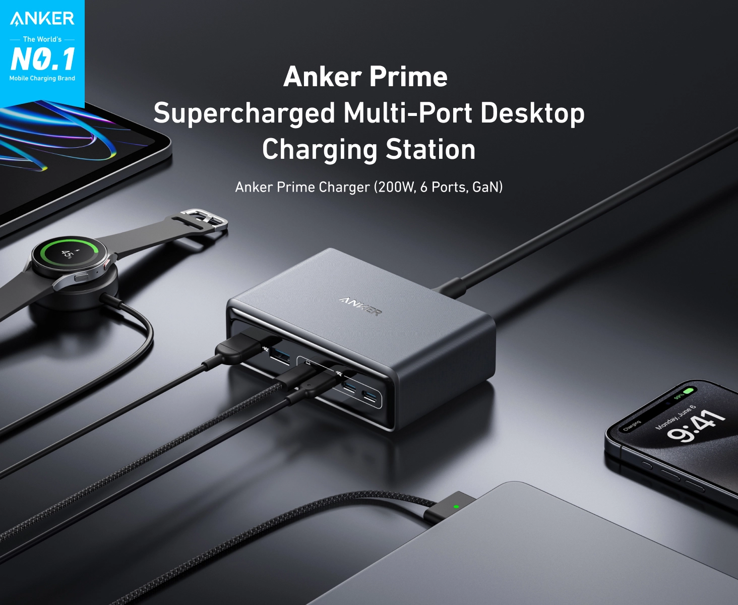 شارژر رومیزی 200 وات انکر Anker Prime Charger 200W A2683 1 A2683 1