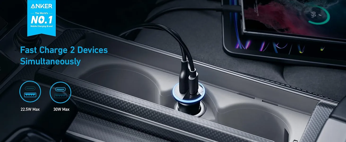 شارژر فندکی 52.5 وات انکر Anker 323 Car Charger 52.5W A2735 1 شارژر فندکی Anker 323 Car Charger 52.5W A2735