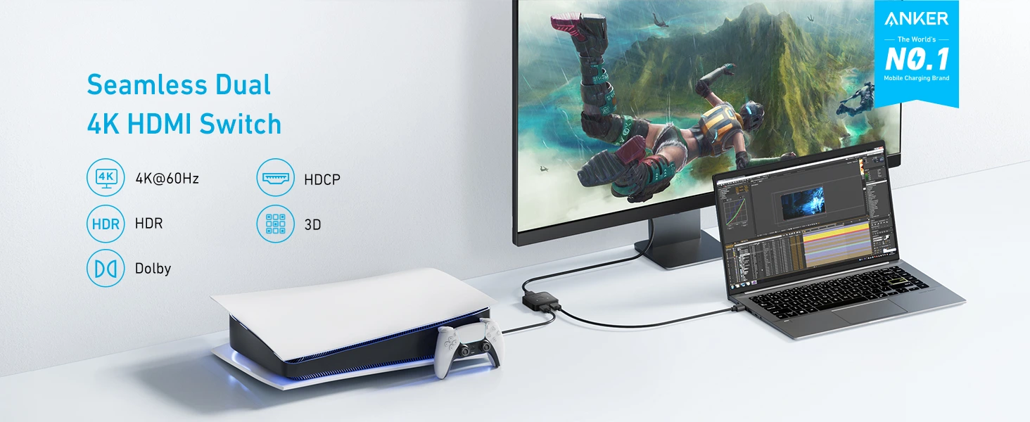 سوئیچ 1 به 2 HDMI انکر Anker HDMI Switch A83H1 1 A83H1 9