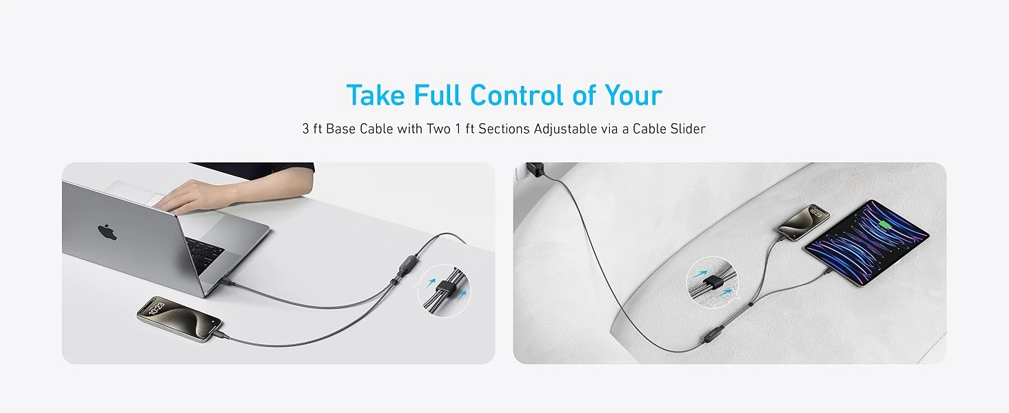 کابل 140 وات 2 در 1 انکر Anker 2-in-1 USB C to USB C Cable 140W A8895 4 A8895 1