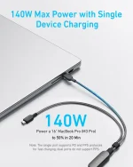 کابل 140 وات 2 در 1 انکر Anker 2-in-1 USB C to USB C Cable 140W A8895 - Image 5