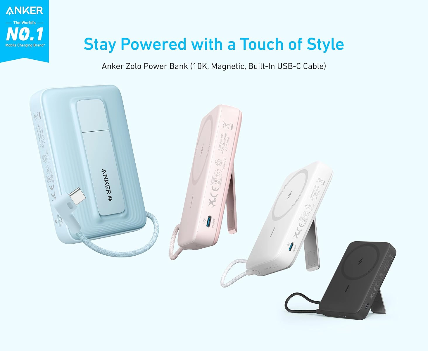 پاوربانک 10000 میلی آمپر مگ سیف انکر Anker Zolo Magnetic 10000mAh Power Bank A1685 1 A1685