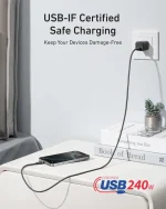 کابل 90 سانتی متر USB-C به USB-C انکر Anker USB-C to USB-C Cable 240W A82E2-90CM - Image 3
