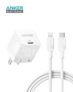 شارژر دیواری 20 وات انکر Anker PowerPort III 20W Cube B2149P23 + کابل لایتنینگ