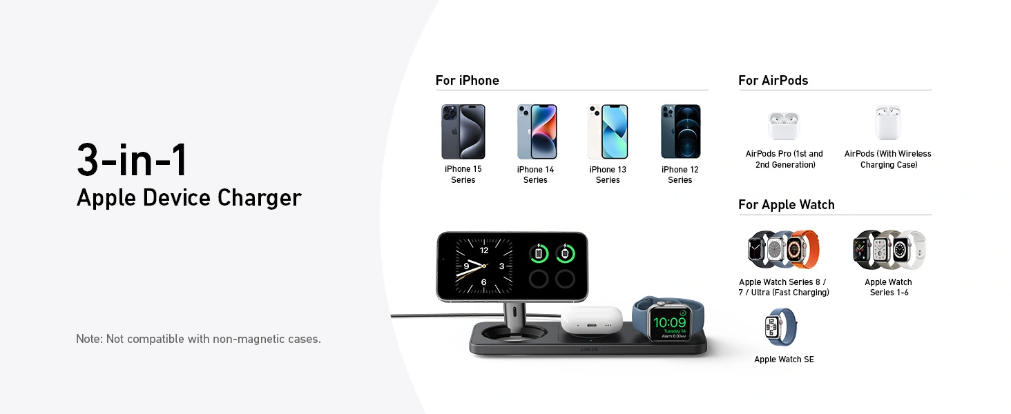 شارژر وایرلس 3 در 1 انکر Anker MagGo Wireless Charging Station 3 in 1 B25M1311 4 B25M1311 11