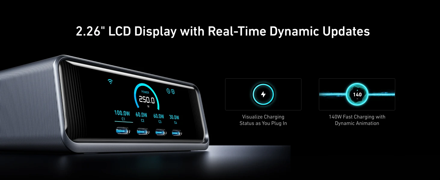 شارژر رومیزی 250 وات انکر Anker Prime Charger 250W GanPrime A2345 4 A2345 3