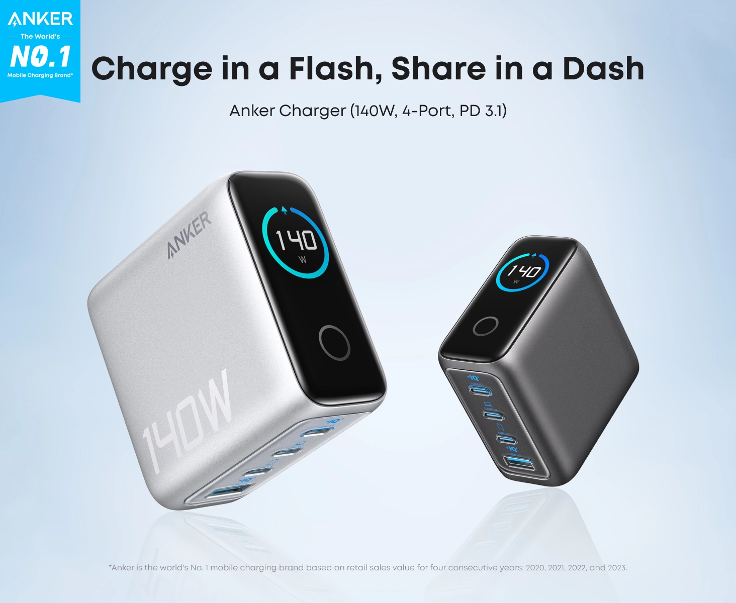 شارژر دیواری 140 وات انکر Anker Charger 140W with USB-C Cable B2697 US دوپین تاشو 1 A2697 10