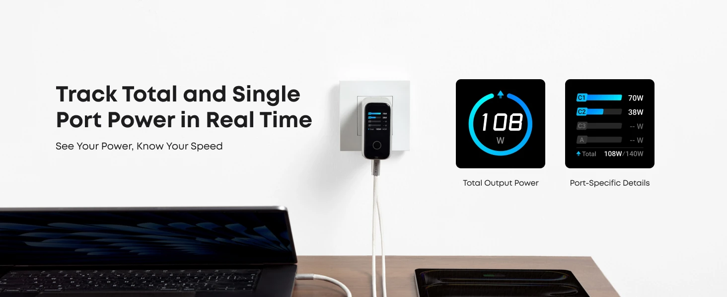 شارژر دیواری 140 وات انکر Anker Charger 140W with USB-C Cable B2697 UK پلاگ سه پین 4 شارژر دیواری 140 وات انکر Anker Charger 140W B2697