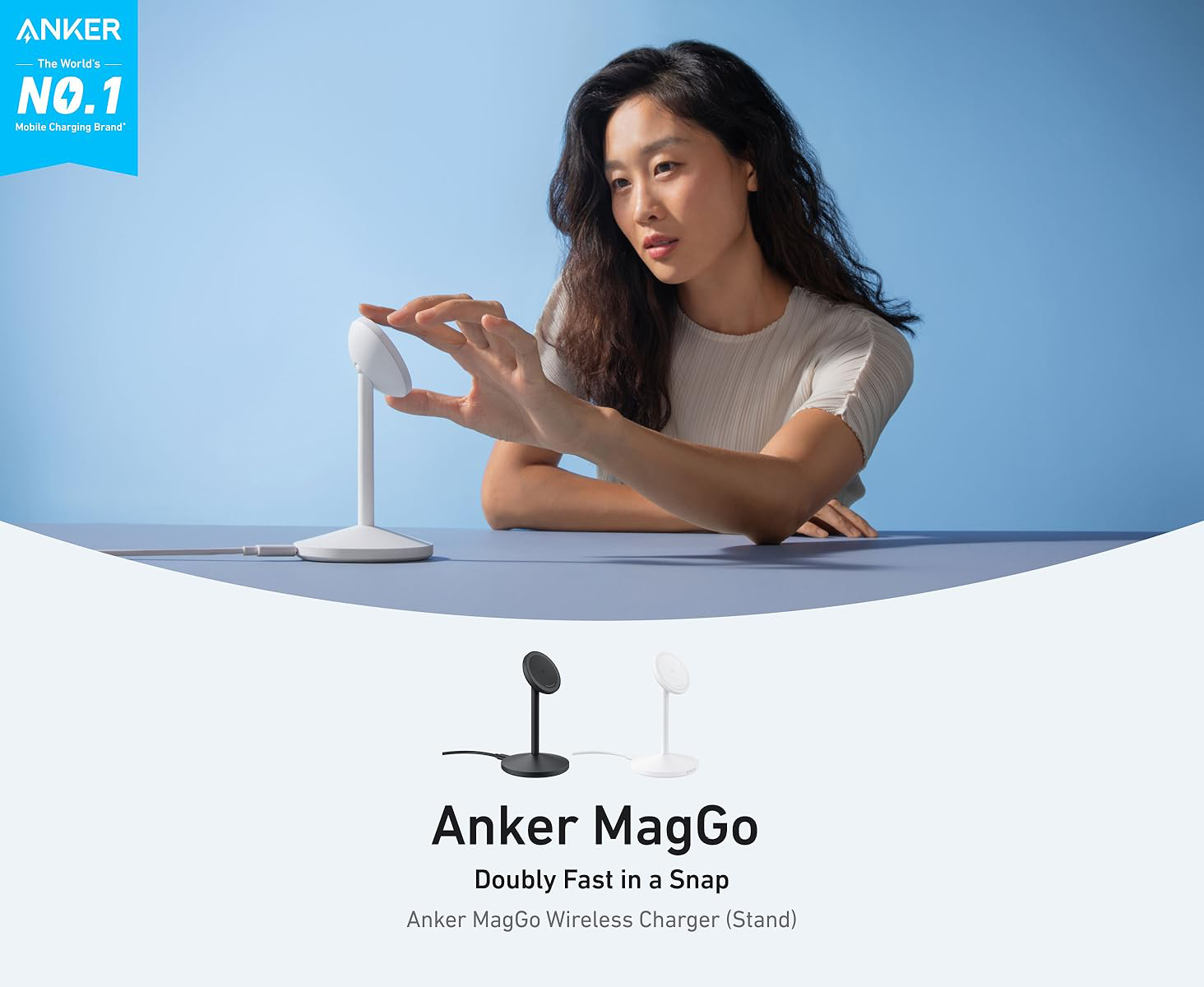 شارژر وایرلس 15 وات انکر Anker MagGo Wireless Charger (Stand) A25X1 1 a25x1 1