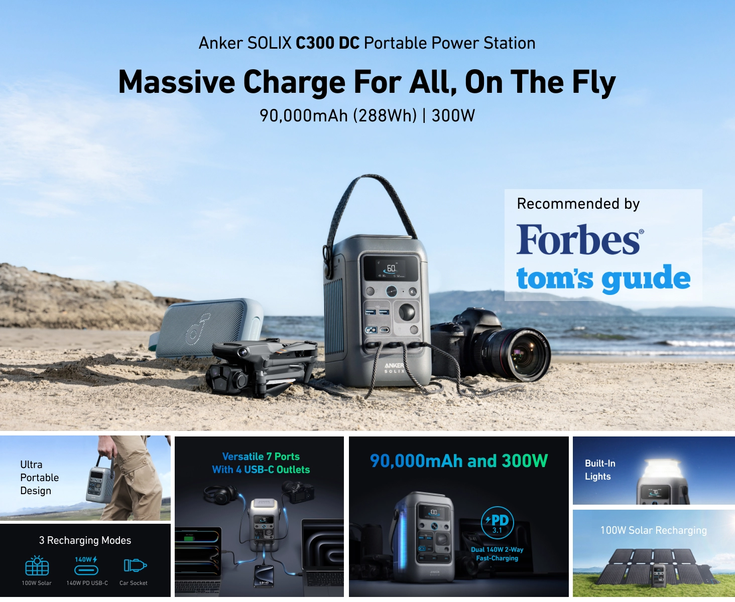 پاور استیشن 90000 میلی انکر Anker SOLIX C300 DC Power Bank Station 288 Wh A1726 1 Anker SOLIX C300 DC Power Bank Station