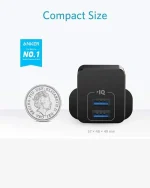 شارژر دیواری دو پورت انکر Anker PowerPort Mini A2620 Wall Charger UK + مبدل پریز هدیه - Image 2