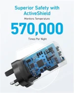 شارژر دیواری 67 وات انکر Anker Powerport 336 67W USB C Gan Charger A2674K11 UK + مبدل پریز هدیه - Image 3