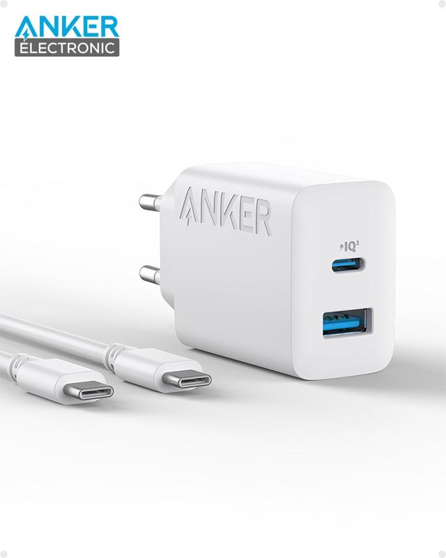 B2348 شارژر دیواری 20 وات انکر Anker 20W Dual Port Charger With USB-C Cable B2348G21 دوپین ایران - Image 1