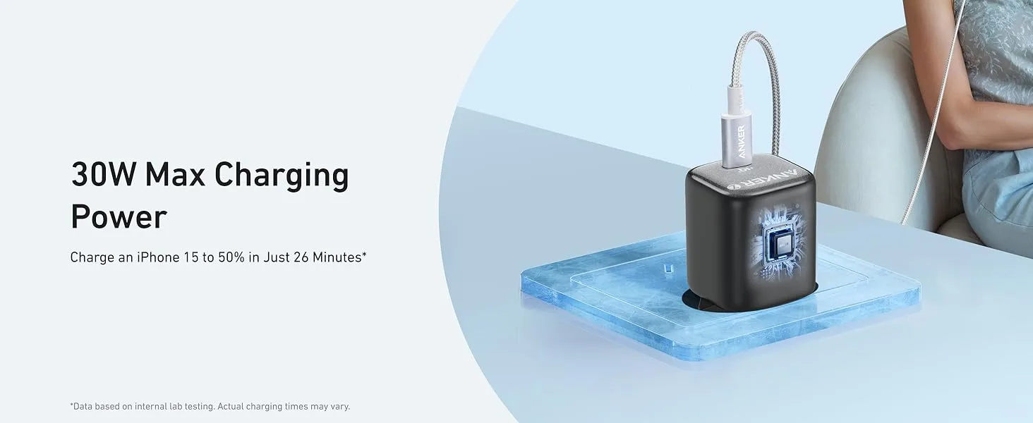 شارژر دیواری 30 وات انکر Anker Zolo GaN Compact Charger 30W A2698 US دوپین تاشو 2 شارژر دیواری 30 وات انکر Anker Zolo GaN Compact Charger 30W A2698