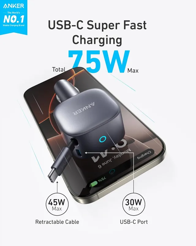 شارژر فندکی 75 وات انکر Anker USB-C Car Charger 75W A2738
