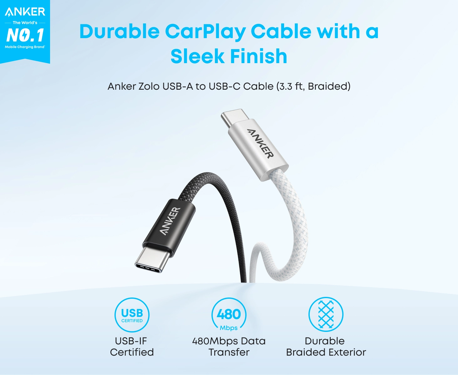 کابل 1 متر USB A به USB C انکر Anker USB-A to USB-C 1m Cable A8052 1 کابل انکر Anker USB-C to USB-C 1m Cable A8052