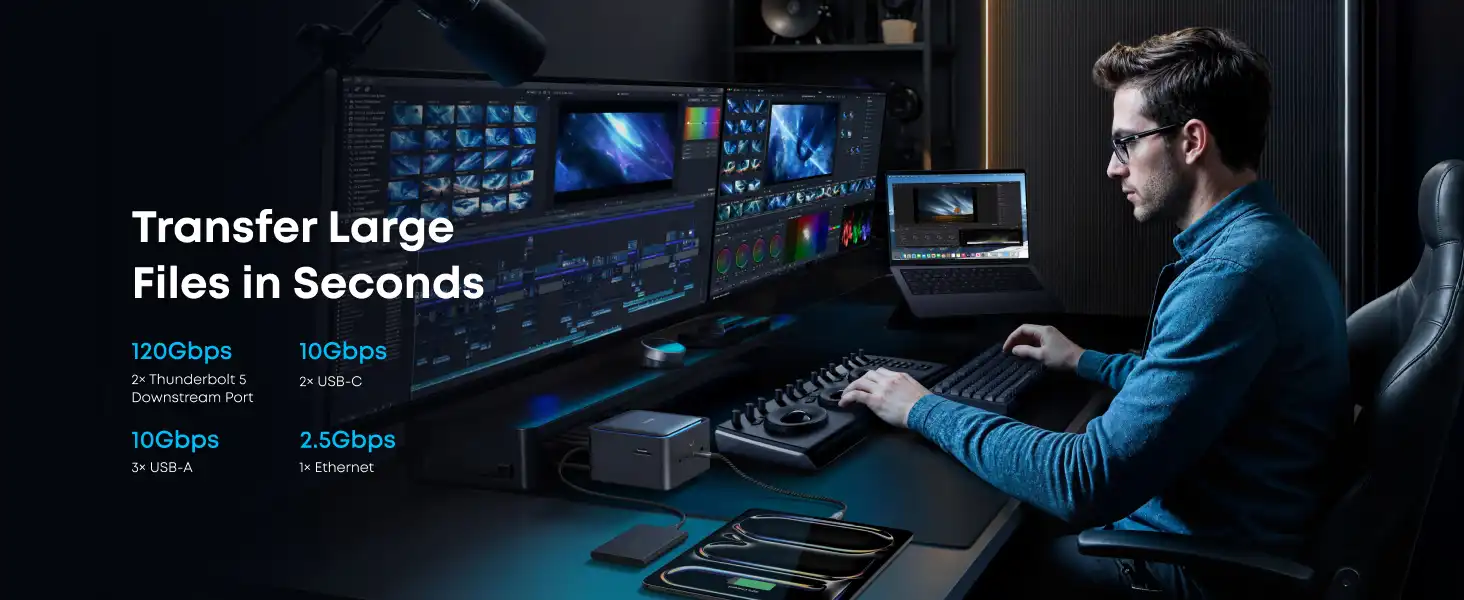 هاب تاندربولت 14 در 1 انکر Anker Prime TB5 Docking Station A83B5 9 هاب تاندربولت 14 در 1 انکر Anker Prime TB5 Docking Station A83B5