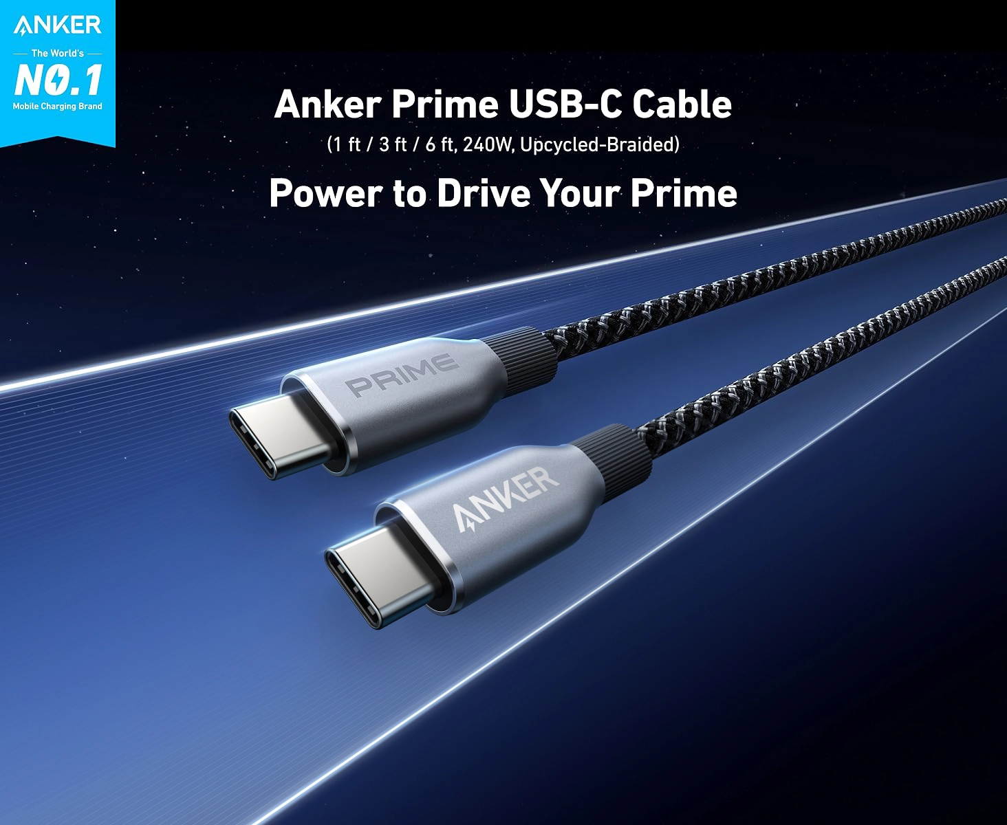 کابل شارژ 90 سانتی متر USB C به USB C انکر Anker Prime USB C to USB C Cable 240W A88E2611 1 کابل شارژ انکر Anker Prime USB C to USB C Cable 240W