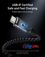 کابل شارژ 90 سانتی متر USB C به USB C انکر Anker Prime USB C to USB C Cable 240W A88E2611 - Image 3