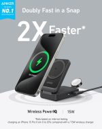 شارژر وایرلس سه‌کاره انکر Anker MagGo Wireless Charging Station Foldable 3-in-1 B2557 - Image 3