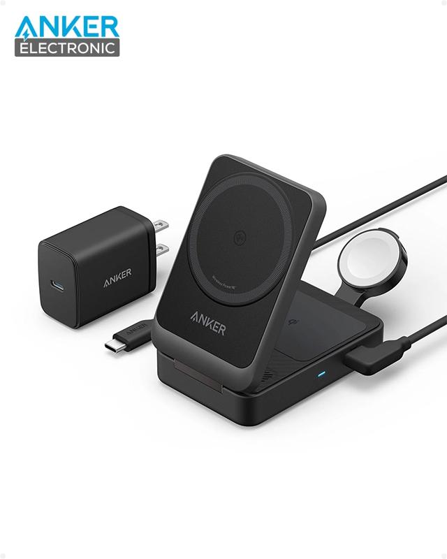 B2557 شارژر وایرلس سهکاره انکر Anker MagGo Wireless Charging Station Foldable 3-in-1 B2557 - Image 1