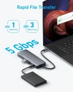 هاب 14 پورت انکر Anker Laptop Docking Station 14 in 1 A8389 - Image 5